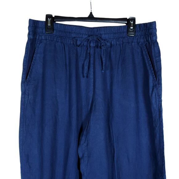 Tommy Bahama Womens Large Linen Drawstring Pants Navy Blue Relaxed Loungewear - Picture 2 of 10